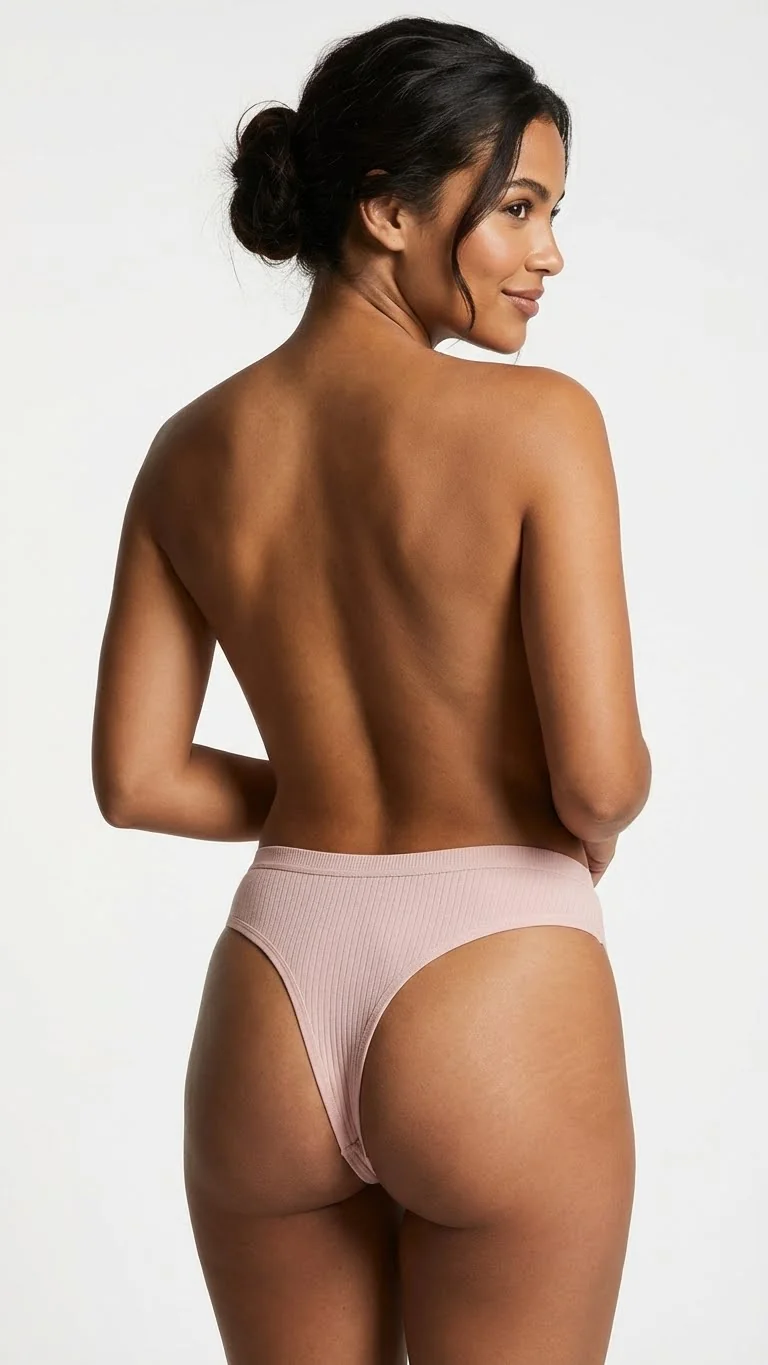 Fitilli (Ribbed) Ribana Tanga Baby Pink - Genel Görünüm